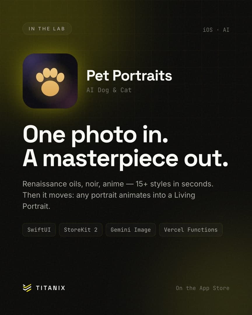 Pet Portraits — Their face, exactly recognisable — in any style.